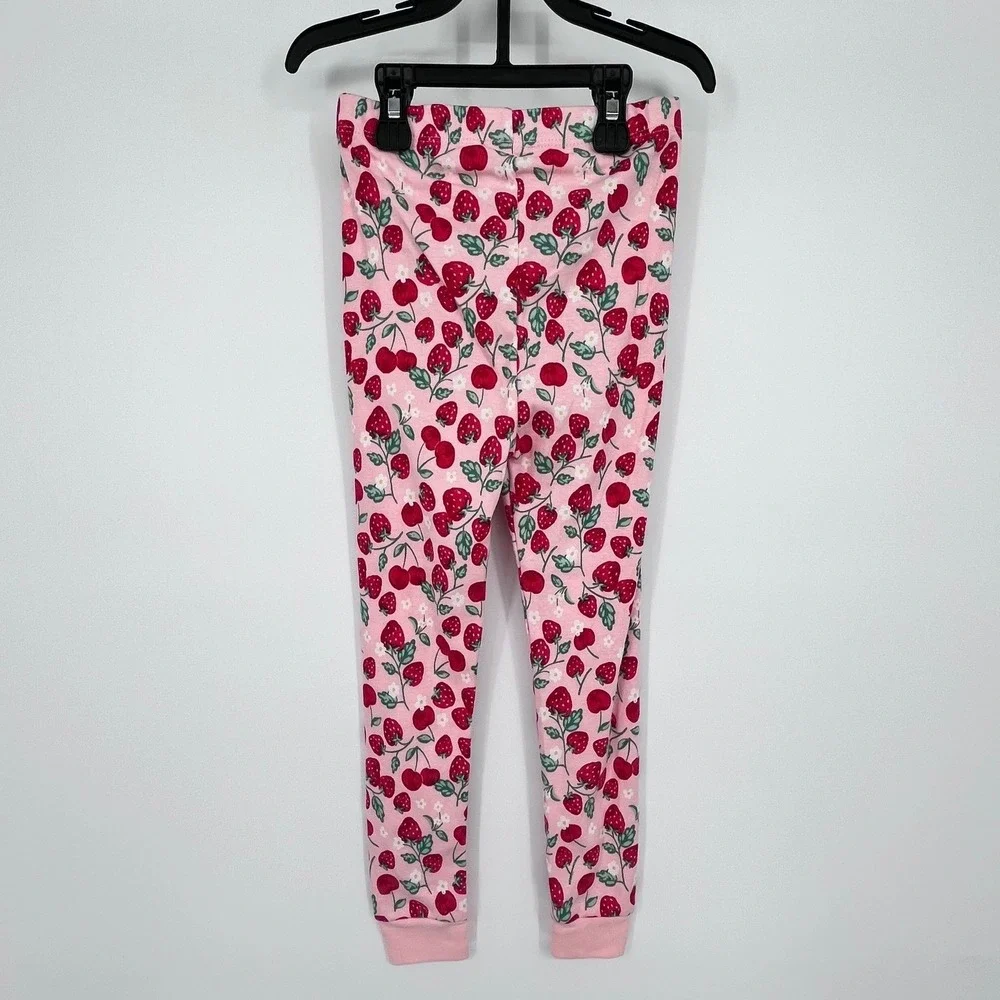 Pink‎ Strawberry Cherry Print Pajamas Girls 5T Snug Fit 2pc Set Springtime Cute